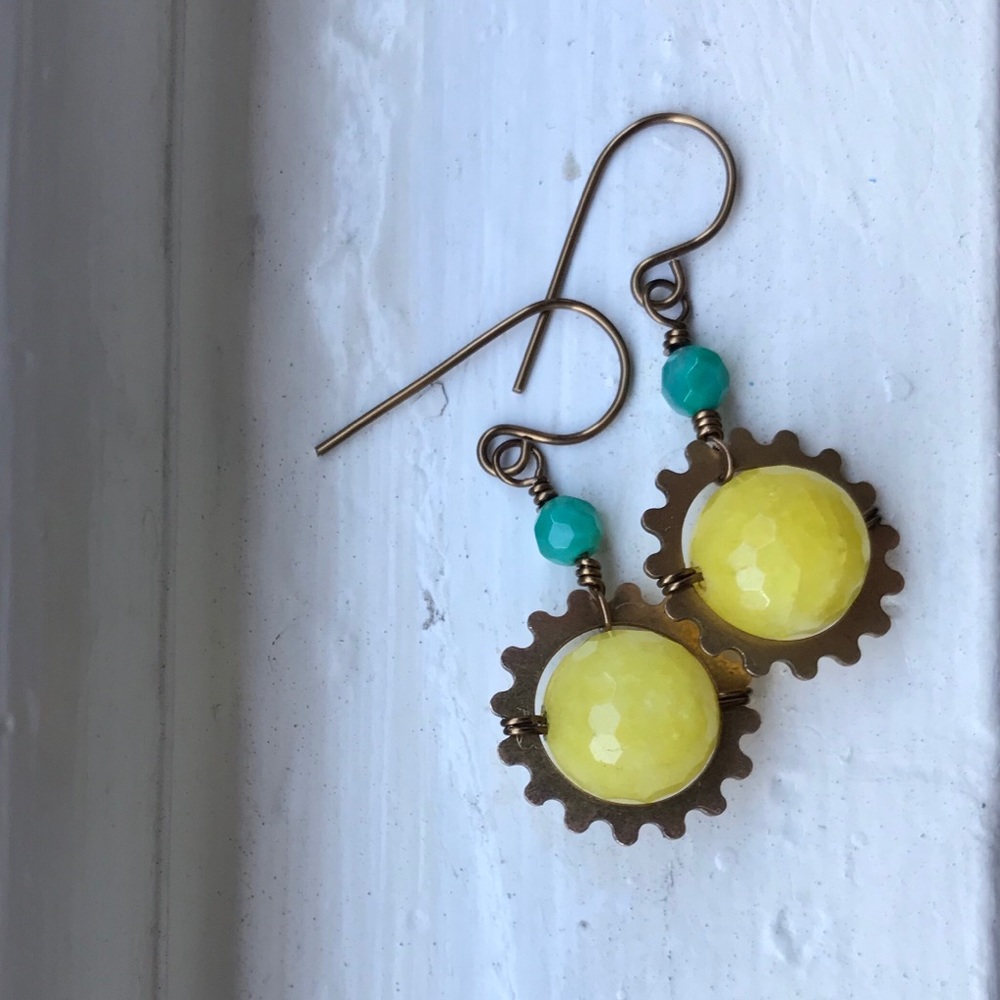 Handmade OOAK Sunshine Steampunk Earrings